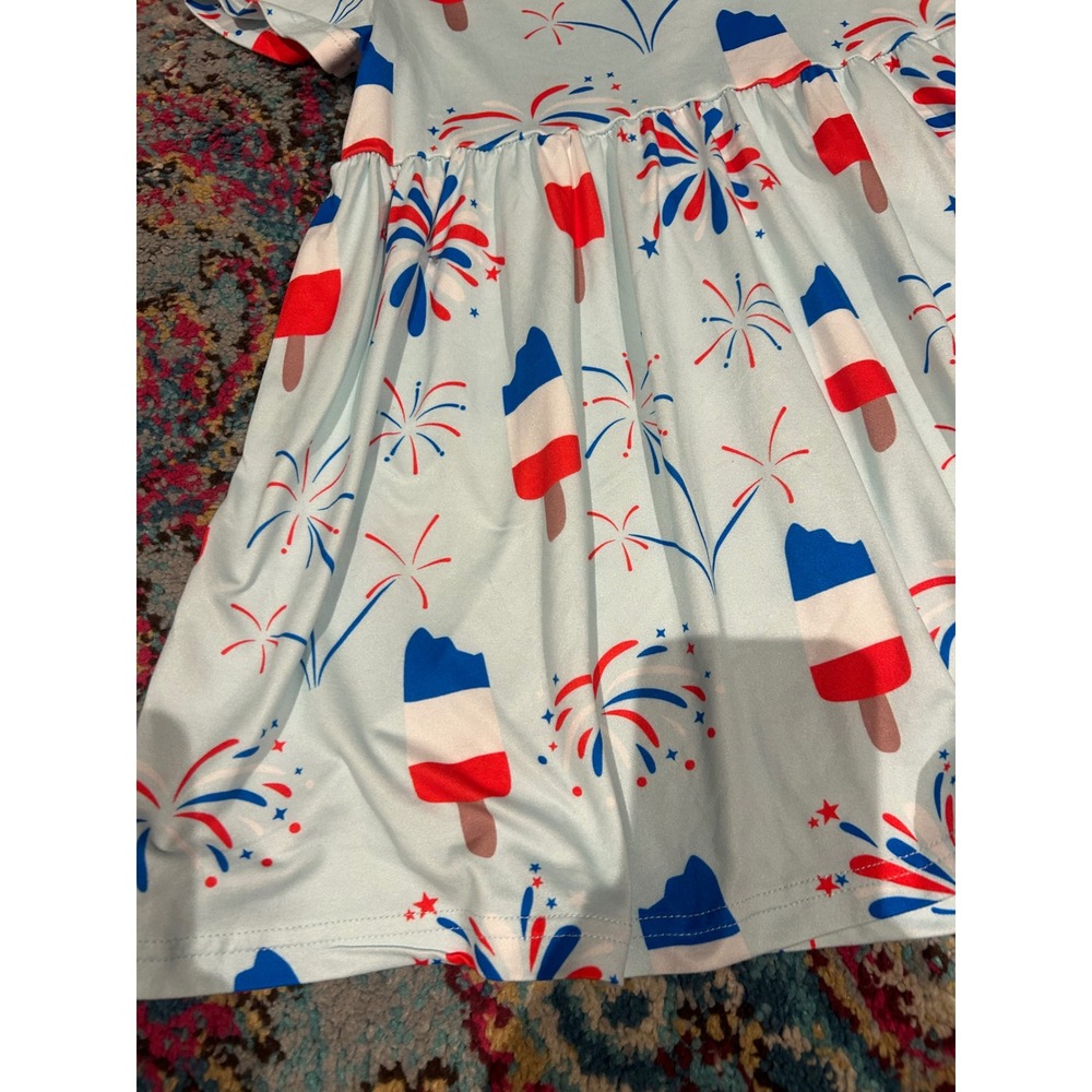 Romarose Girls Blue Patriotic Popsicle Fireworks Dress Size 4T Summer k7036‎ - Picture 2 of 6